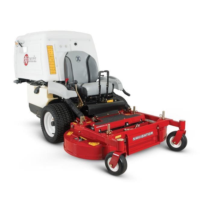 The Exmark Navigator is the ultimate tool for professional leaf cleanup. Featuring a dedicated internal blower, center-discharge deck, and high-capacity hopper for a manicured finish every time.